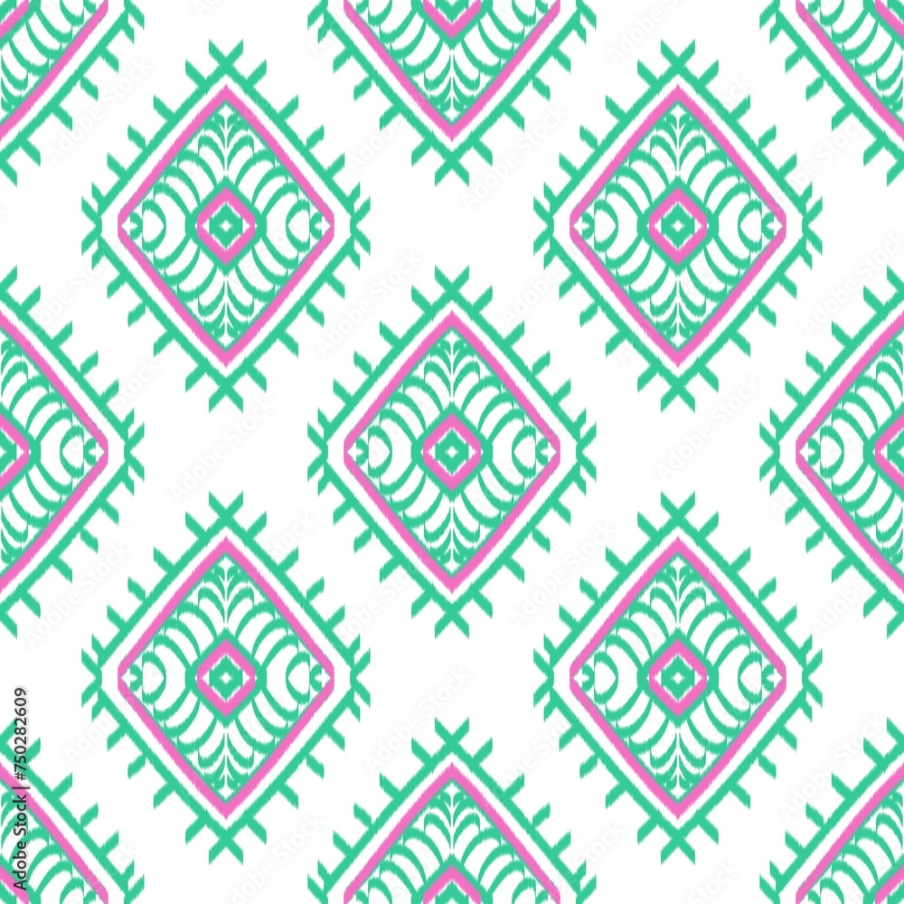 Ikat Flower Pattern Ethnic Geometric native tribal boho motif aztec textile fabric carpet mandalas African Ikat Flower Pattern Ethnic Geometric native tribal boho motif aztec textile fabric carpet mandalas African