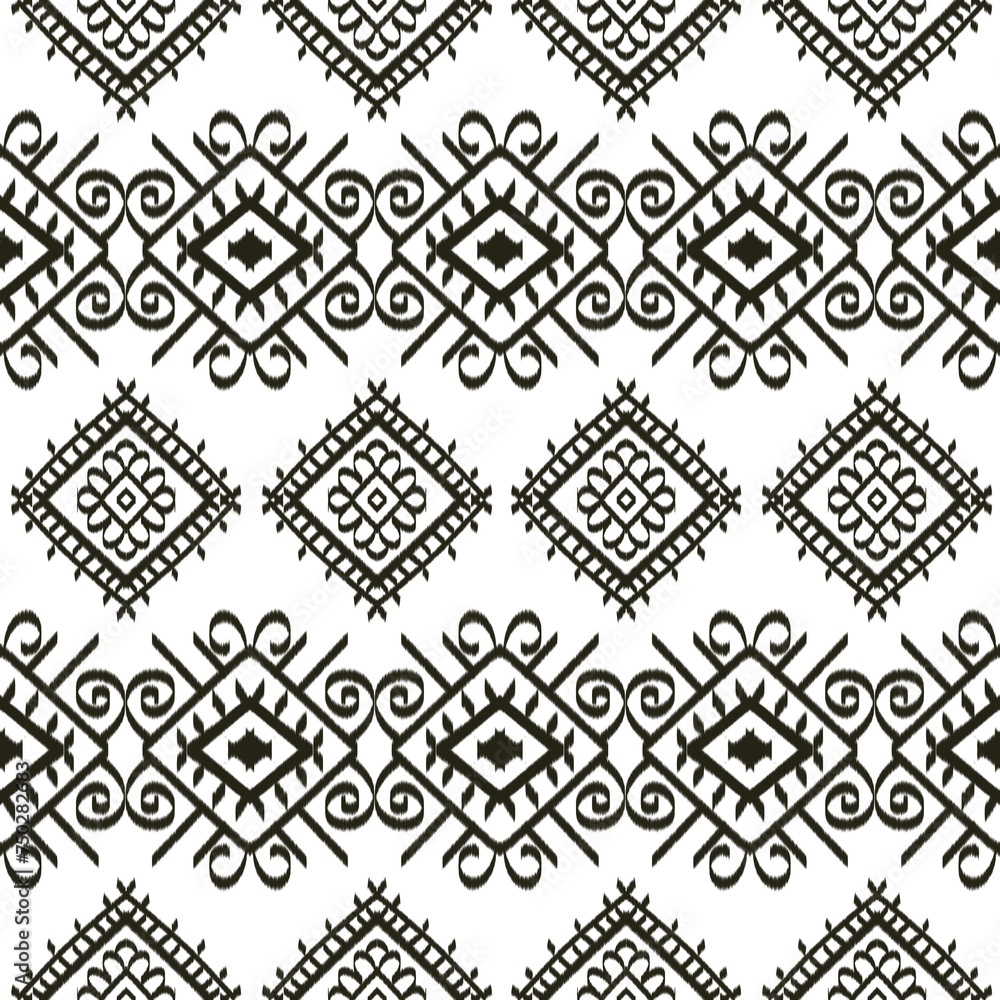 Ikat Flower Pattern Ethnic Geometric native tribal boho motif aztec textile fabric carpet mandalas African
