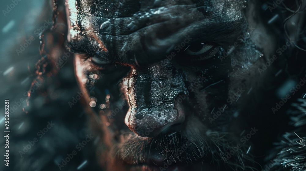 The intense stare of this berserker strikes fear into the hearts of his enemies as he prepares to strike. The intense stare of this berserker strikes fear into the hearts of his enemies as he prepares to strike.