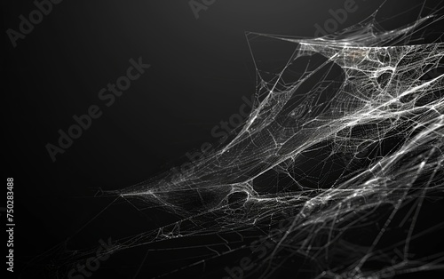 Hyper cobweb spider smoke texture on dark background. copy text space.