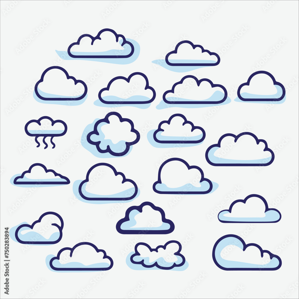 set of cloud icons set of cloud icons