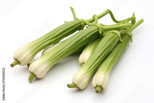 Okra, vegetable , white background.