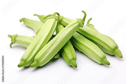 Okra, vegetable , white background.