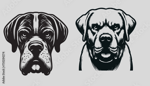 black and white illustration of dog