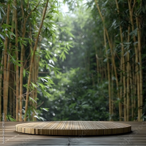 podium bamboo forest themed background