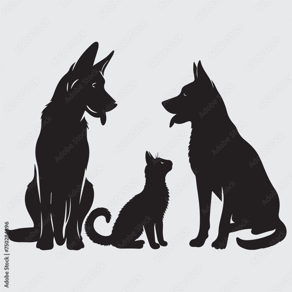 black cat and dog silhouette