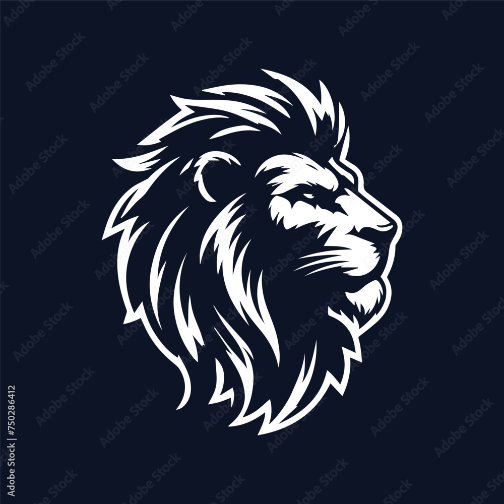 lion head black and white