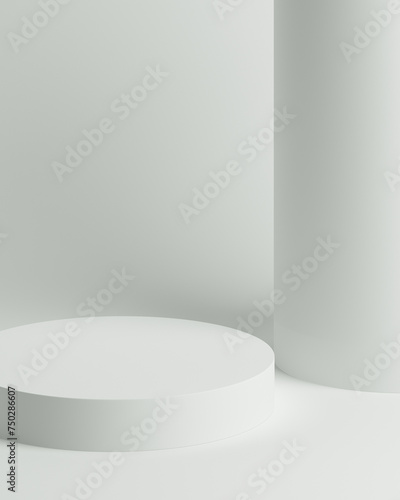 3D minimal product background. 3D pedestal white background for cosmetics, perfume, product presentation. 3D illustration.