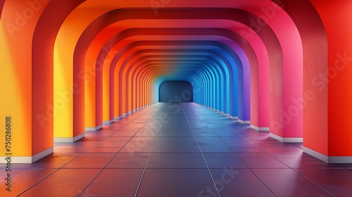  Colorful Geometric Tunnel created with Generative AI Technology, ai, generative © Wildcat93