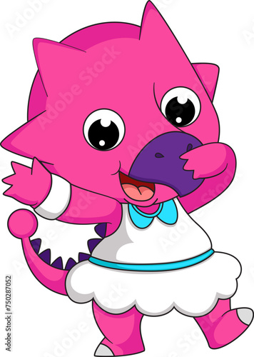 Cute little dinosaur cartoon dancing