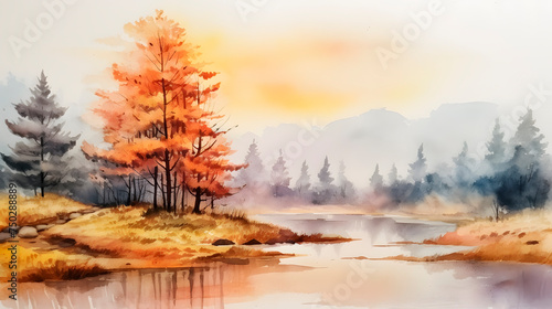 a beautiful natural landscape made in watercolor © Gomez