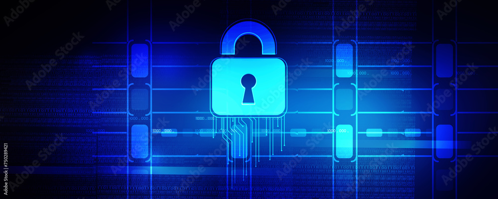 Fototapeta premium 2d illustration Safety concept: Closed Padlock on digital background 