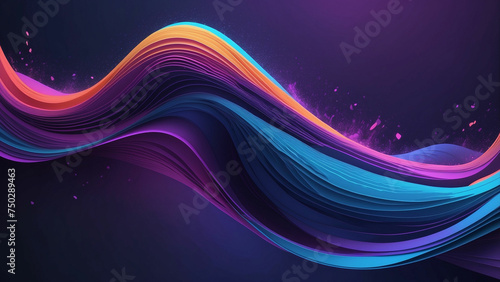 A beautiful wallpaper featuring a smooth 3D illustration of color light waves cascading over a vivid and vibrant purple and blue abstract background and the scene effortlessly transitions into a flash