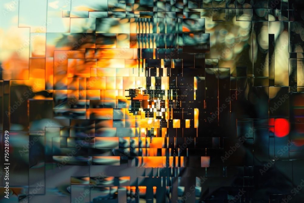 Digital pixelation abstract effect on a modern background. Generative AI.