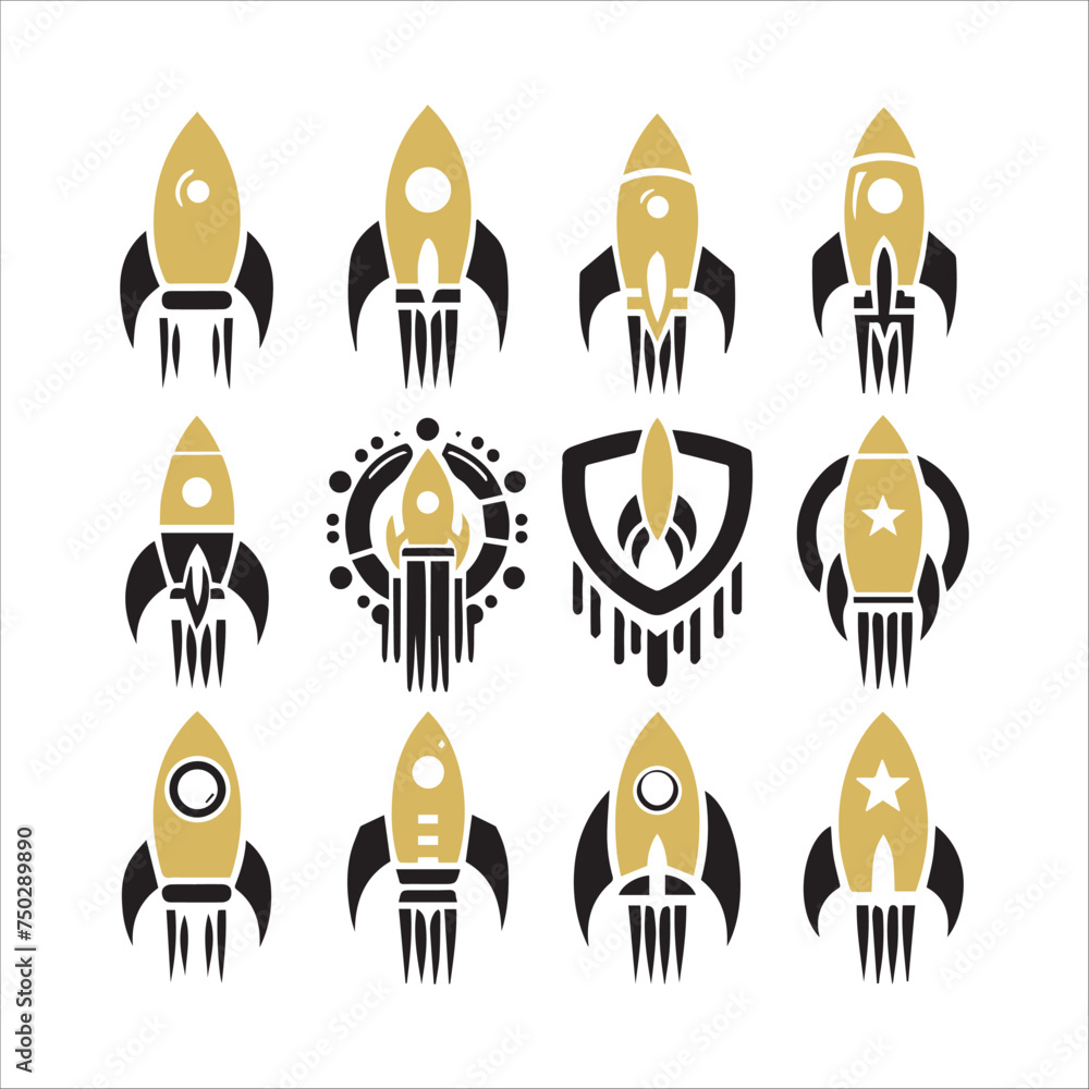 set of icons rocket for web design set of icons rocket for web design