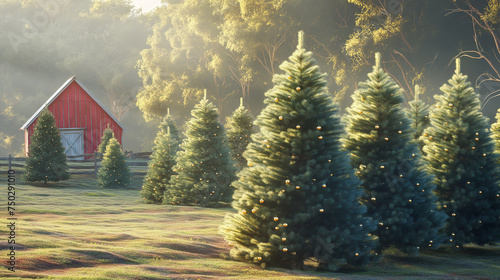 Yuletide Grove: A Christmas Tree Farm at Dawn photo