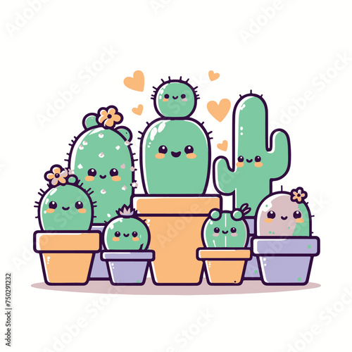 illustration of a cactus set on the pot