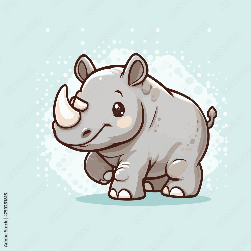 Fototapeta premium cute baby rhinoceros cartoon vector illustration