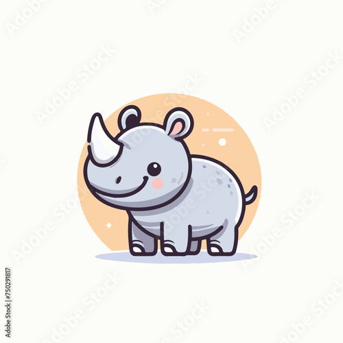 cute baby rhinoceros cartoon vector illustration © creativediastudio