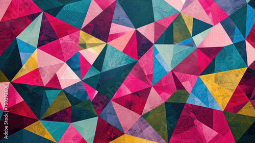 Wallpaper Mural Geometric abstract background with overlapping triangles in fuchsia, olive and sky blue colors Torontodigital.ca