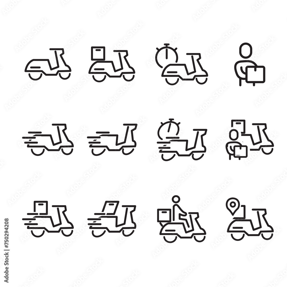 icon for delivery using a motorbike, delivery of shopping packages, icon for web, signpost, UI UX. icon illustration icon for delivery using a motorbike, delivery of shopping packages, icon for web, signpost, UI UX. icon illustration