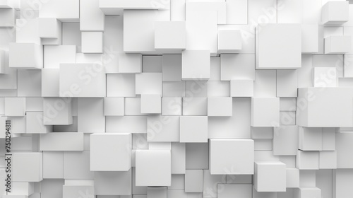  Random shifted white cube boxes block background wallpaper banner with copy space