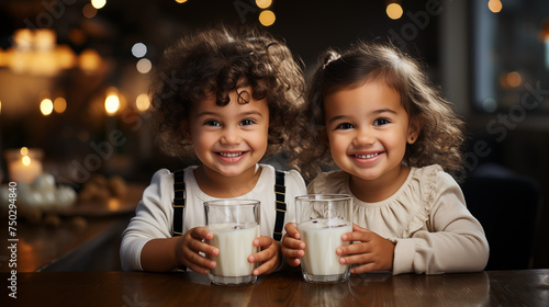 photography girl and boy drink milk