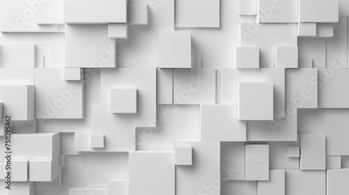  Random shifted white cube boxes block background wallpaper banner with copy space