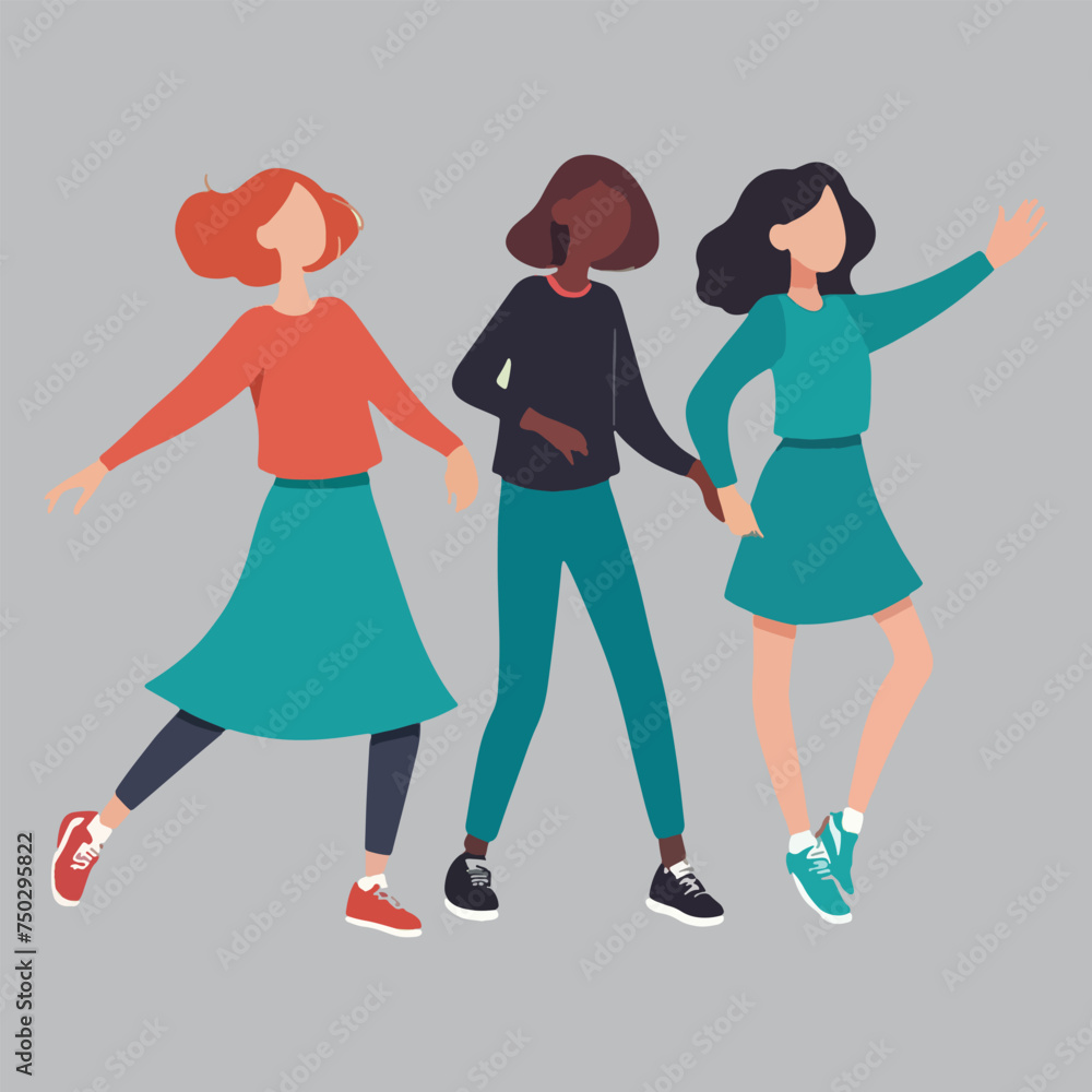 vector isolated people dancing