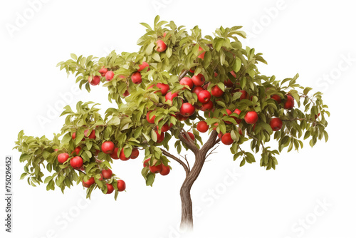 Apple tree of red delicious sweet and juicy apples. AI generation.
