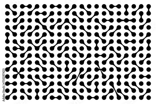 Abstract point movement connected round blobs transition metaballs.