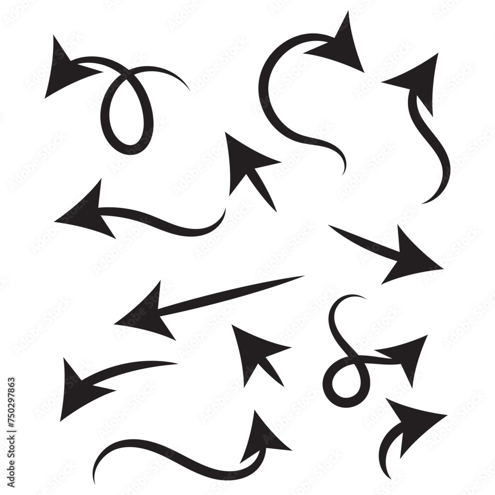 Collection hand drawn arrows. Set simple arrows isolated on white background. Arrow mark icons. Arrow paint - stock vector. Collection hand drawn arrows. Set simple arrows isolated on white background. Arrow mark icons. Arrow paint - stock vector.