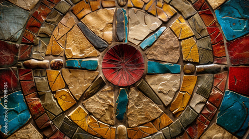 A closeup of a medicine wheel a symbol of balance and harmony in the spiritual teachings of many Native American tribes.
