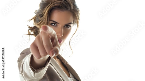 Confident Businesswoman pointing at the viewer © Yi_Studio