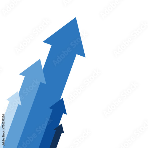 blue arrows diagonal pointing up represent business growing profit economic boom financial positive