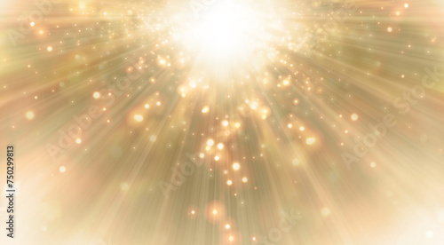 空から降り注ぐ粒子と神聖な光線の背景 © Tr3