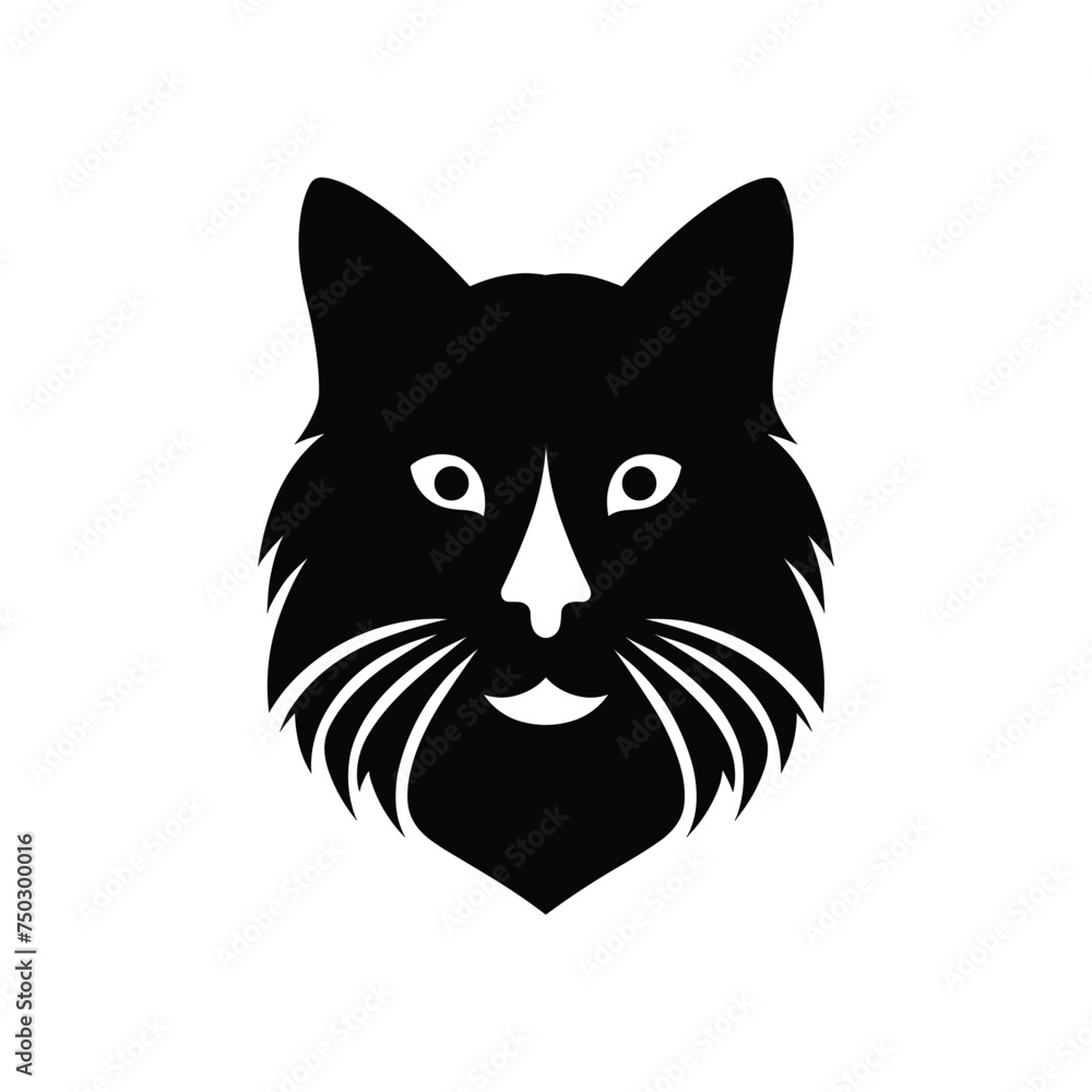 Silhouetted Cartoon Cat Face Logo Icon symbol vector illustration Silhouetted Cartoon Cat Face Logo Icon symbol vector illustration