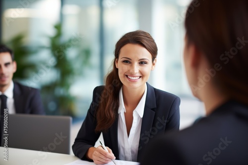Person wearing polite clothes a hiring ,Interviewing scene illustrates the process of recruiting individuals for candidate. The selectors assess the suitability of applicants through interviews. 