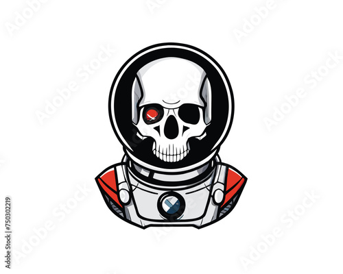 vector logo illustration astronaut skull head © xigma