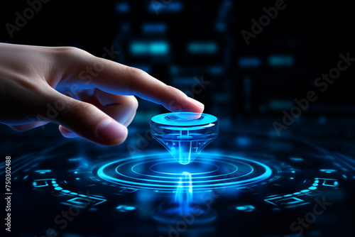 Hand touch digital hud interface futuristic technology.