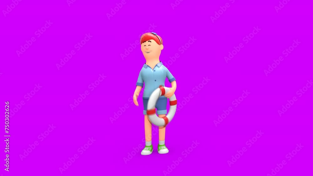 3D Redhead Girl Holding Lifebouy on a Green Screen 3D Redhead Girl Holding Lifebouy on a Green Screen