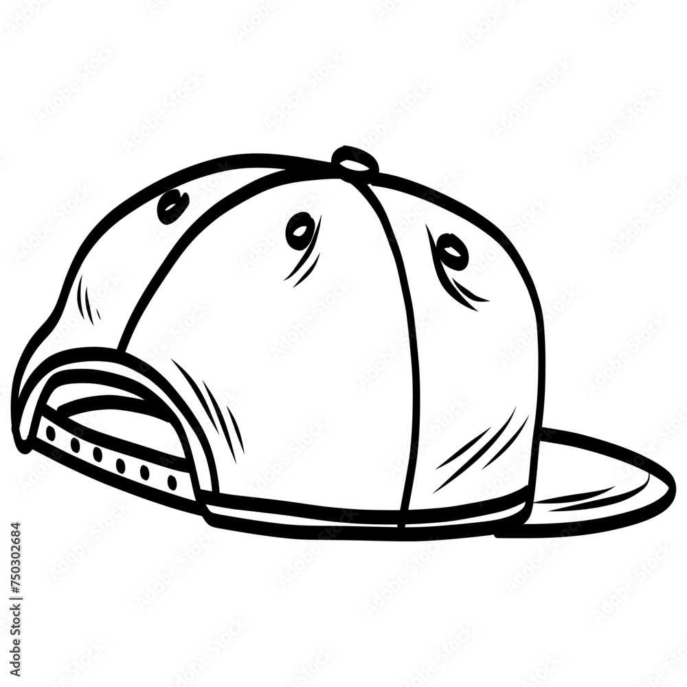 Snapback Hat Cap Backward Doodle Drawing Vector Illustration Snapback Hat Cap Backward Doodle Drawing Vector Illustration