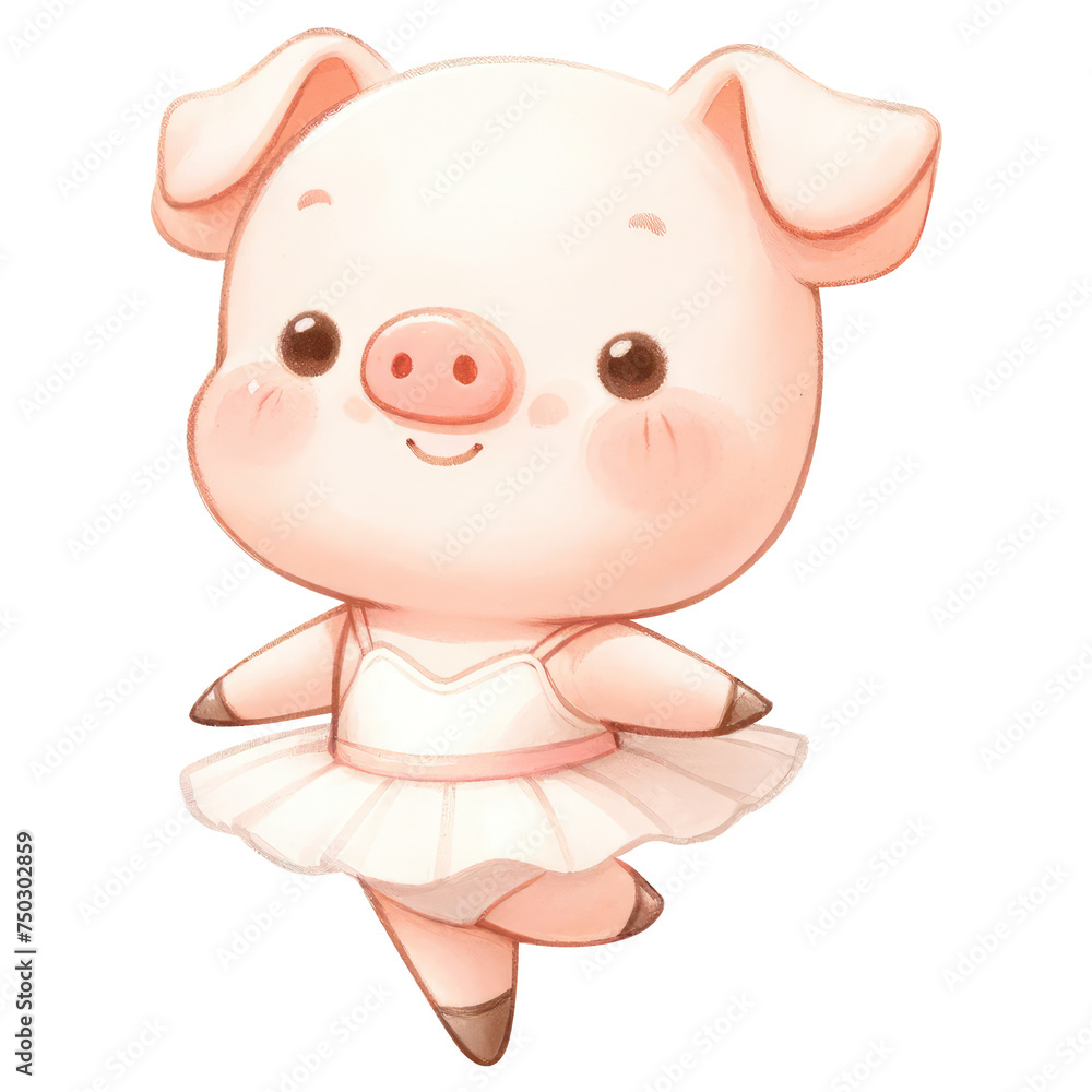 Cute Pig Ballerina Cartoon Illustration. Cute Pig Ballerina Cartoon Illustration.