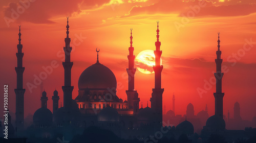 mosque with background of sunset