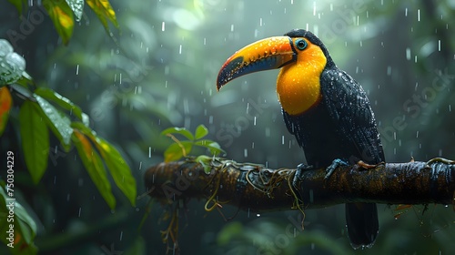 Colorful Toucan in the Tropical Rainforest