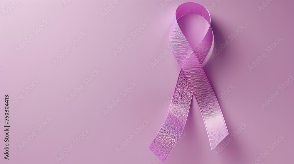 Breast Cancer Awareness Month banner with purple ribbon, creative advertising Ideas Breast Cancer Awareness Month banner with purple ribbon, creative advertising Ideas