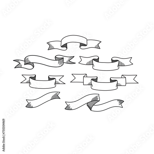 hand drawn ribbon collections vector ilustration