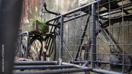 Old bicycle in the street