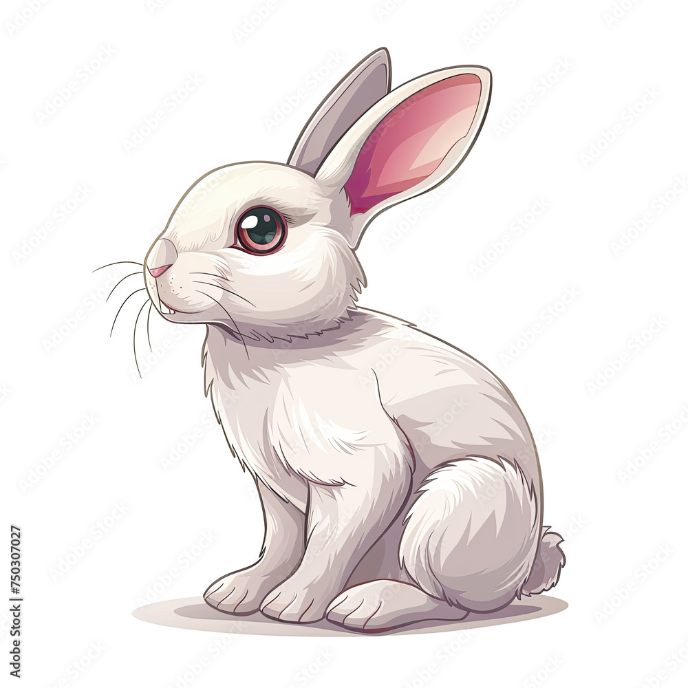 Fototapeta premium Rabbit Sitting Cartoon, Isolated Transparent Background Images