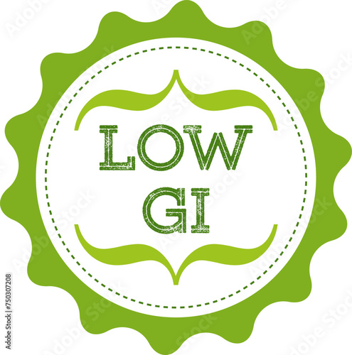 Low GI (Glycemic Index) food label in green color.